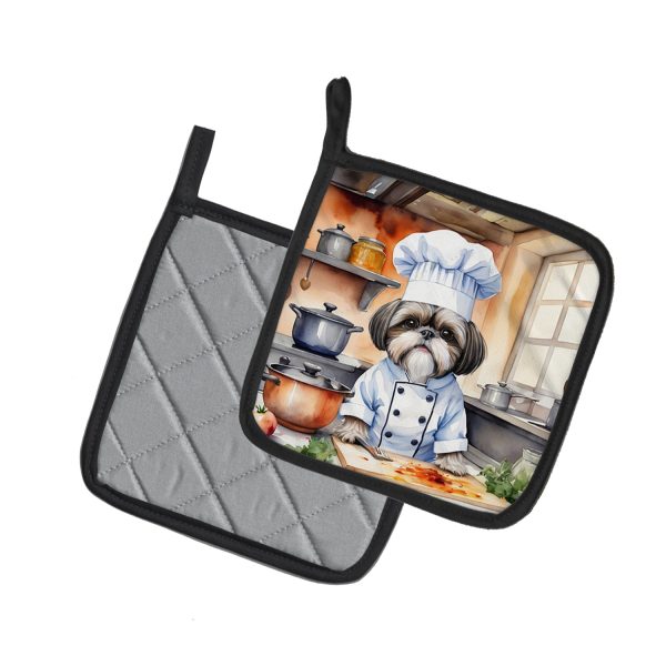 Shih Tzu The Chef Pair of Pot Holders Supply - Image 2