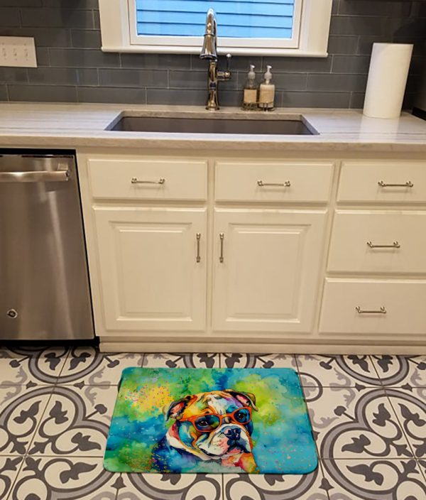 English Bulldog Hippie Dawg Memory Foam Kitchen Mat Online Sale - Image 2