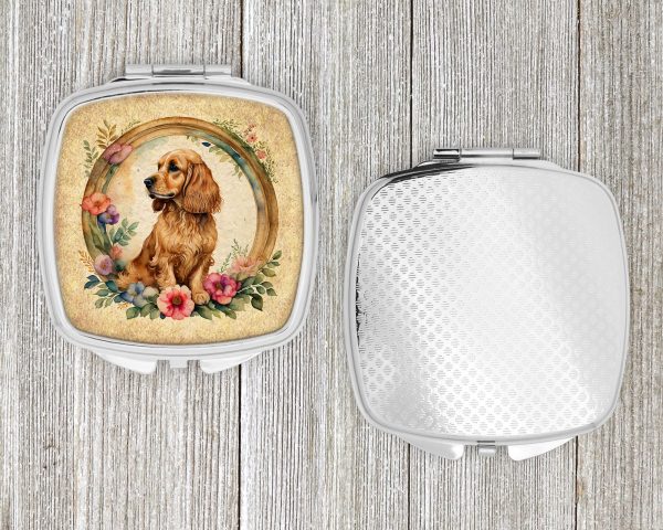 English Cocker Spaniel and Flowers Compact Mirror For Cheap - Image 4
