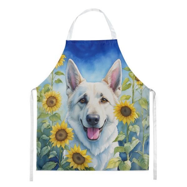White German Shepherd in Sunflowers Apron Online now