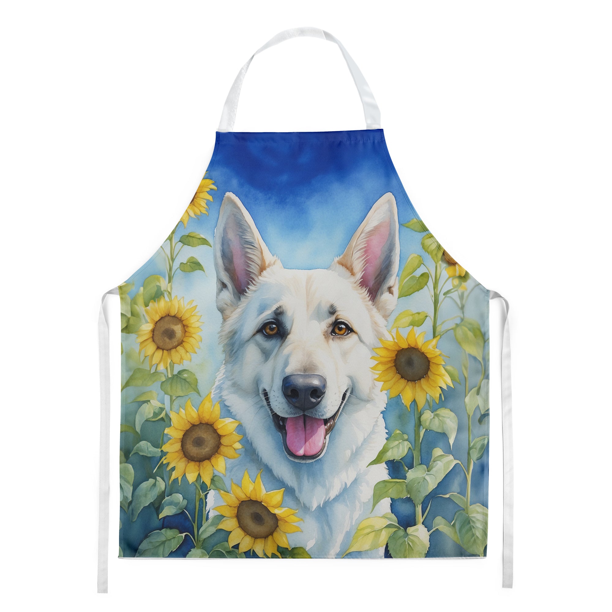 White German Shepherd in Sunflowers Apron Online now