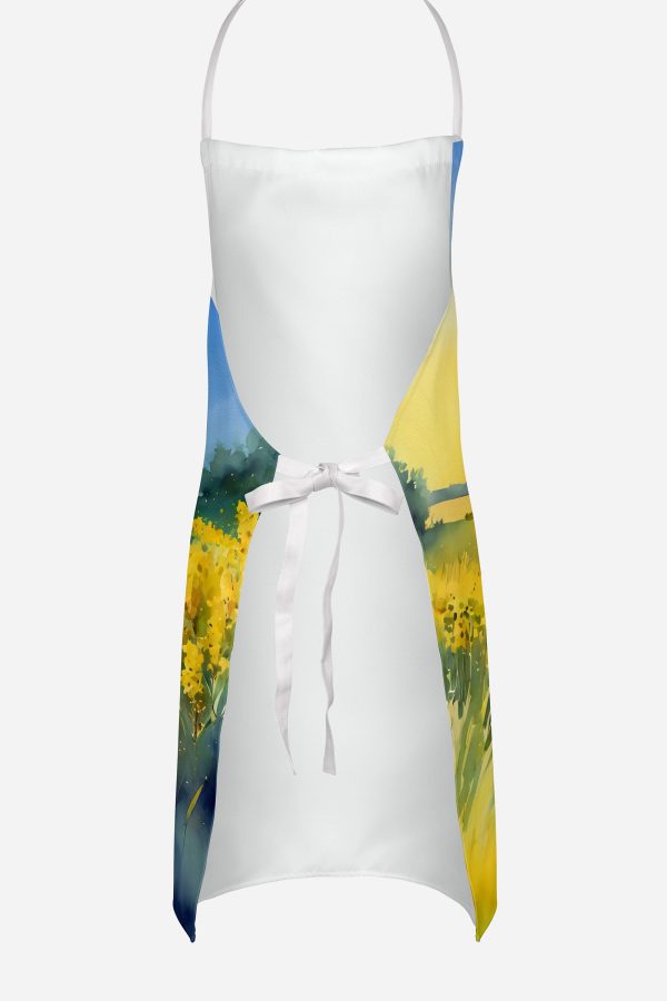 Nebraska Goldenrod in Watercolor Apron For Sale - Image 4
