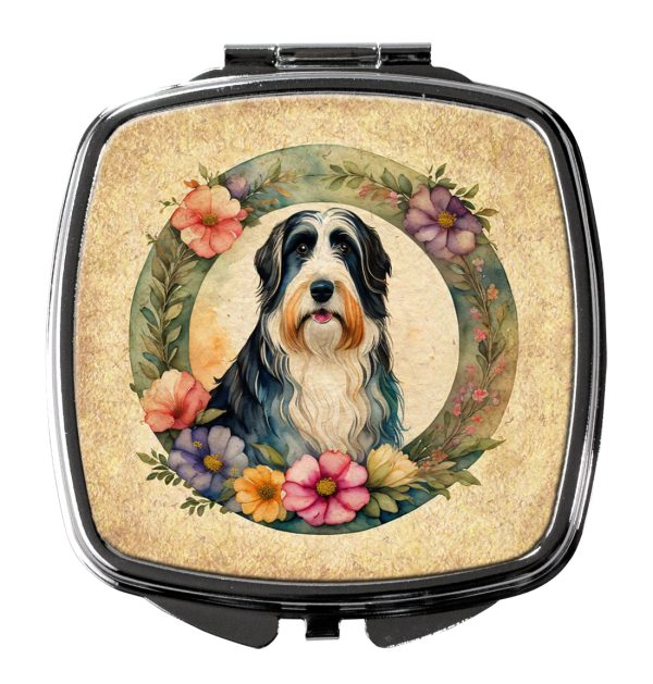 Bearded Collie and Flowers Compact Mirror Fashion