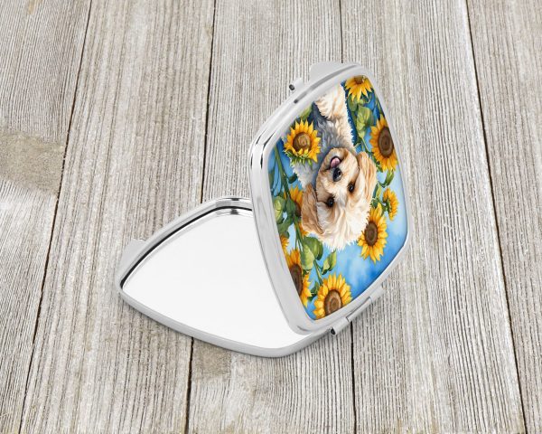 Maltipoo in Sunflowers Compact Mirror Online Sale - Image 2