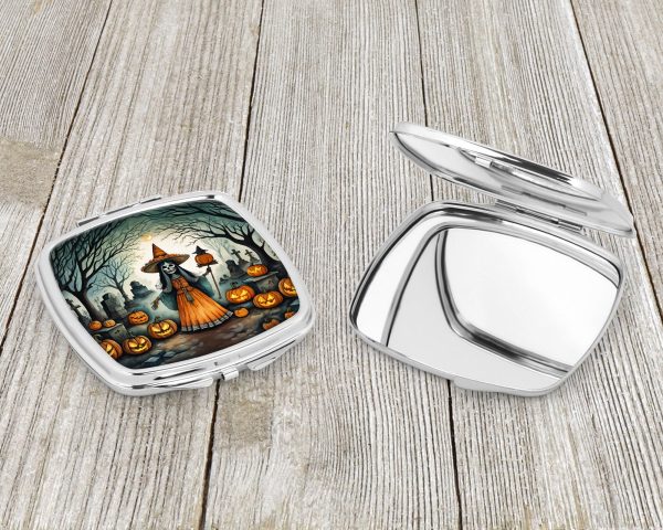 La Llorona Skeleton Spooky Halloween Compact Mirror For Cheap - Image 3