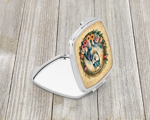 Alaskan Klee Kai and Flowers Compact Mirror Hot on Sale - Image 2