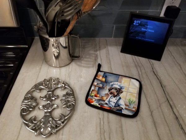 German Wirehaired Pointer The Chef Pair of Pot Holders Online - Image 3