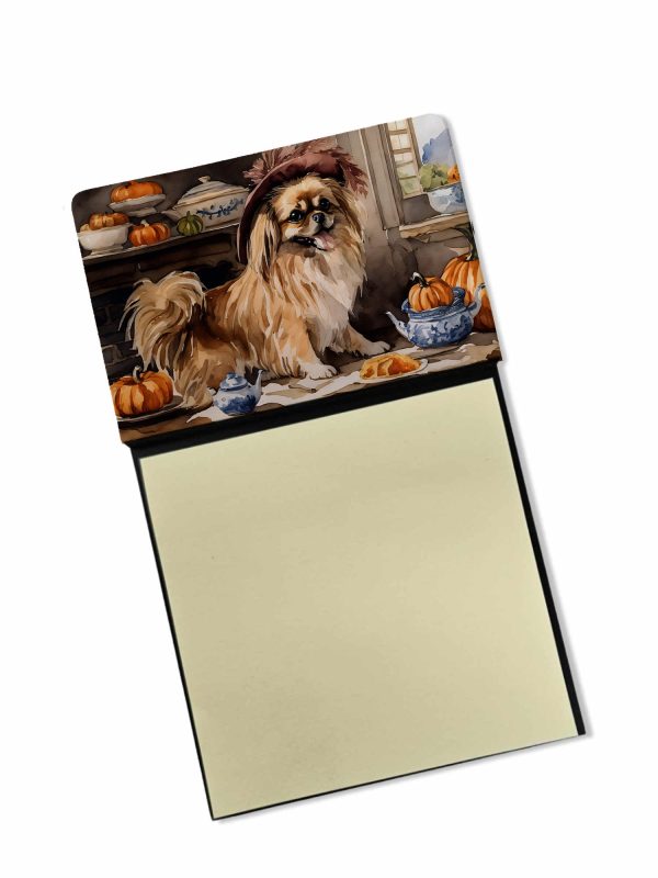 Tibetan Spaniel Fall Kitchen Pumpkins Sticky Note Holder Supply