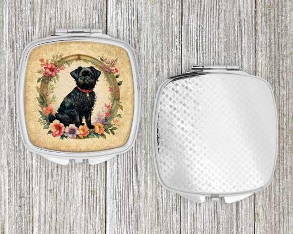 Affenpinscher and Flowers Compact Mirror on Sale - Image 4