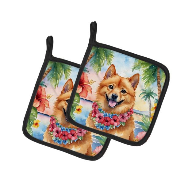 Finnish Spitz Luau Pair of Pot Holders Online now