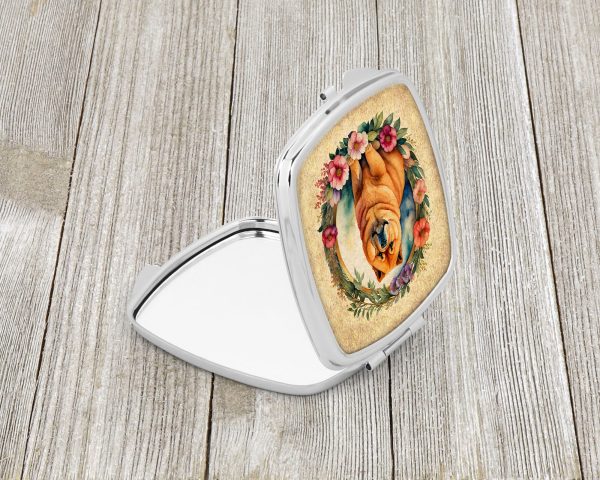 Chow Chow and Flowers Compact Mirror For Sale - Image 2