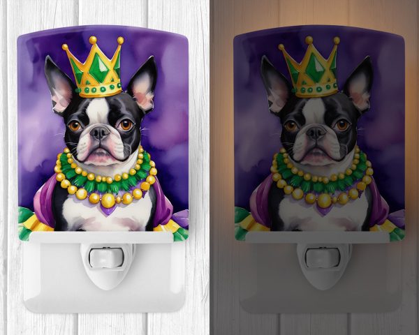 Boston Terrier King of Mardi Gras Ceramic Night Light Cheap - Image 2