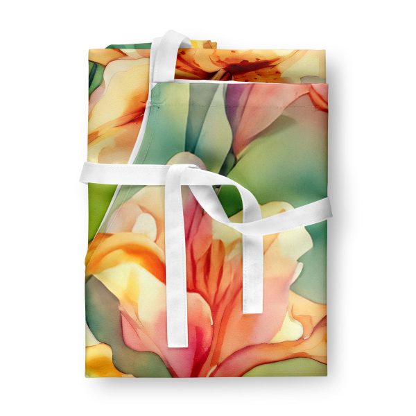 Utah Sego Lilies in Watercolor Apron Online - Image 3