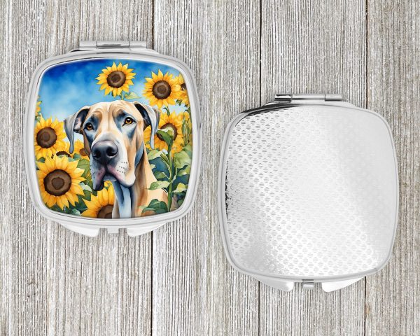 Great Dane in Sunflowers Compact Mirror Online now - Image 4