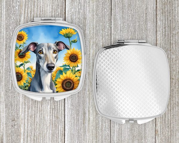 Greyhound in Sunflowers Compact Mirror Cheap - Image 4