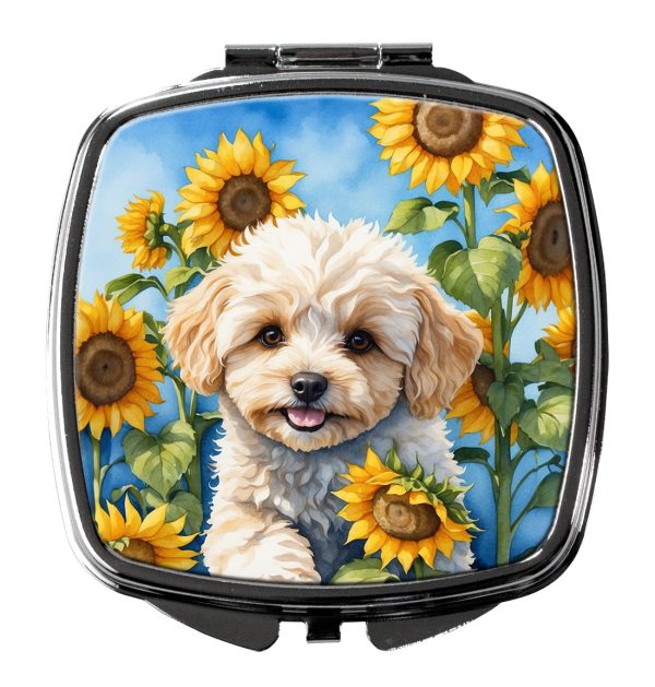 Maltipoo in Sunflowers Compact Mirror Online Sale
