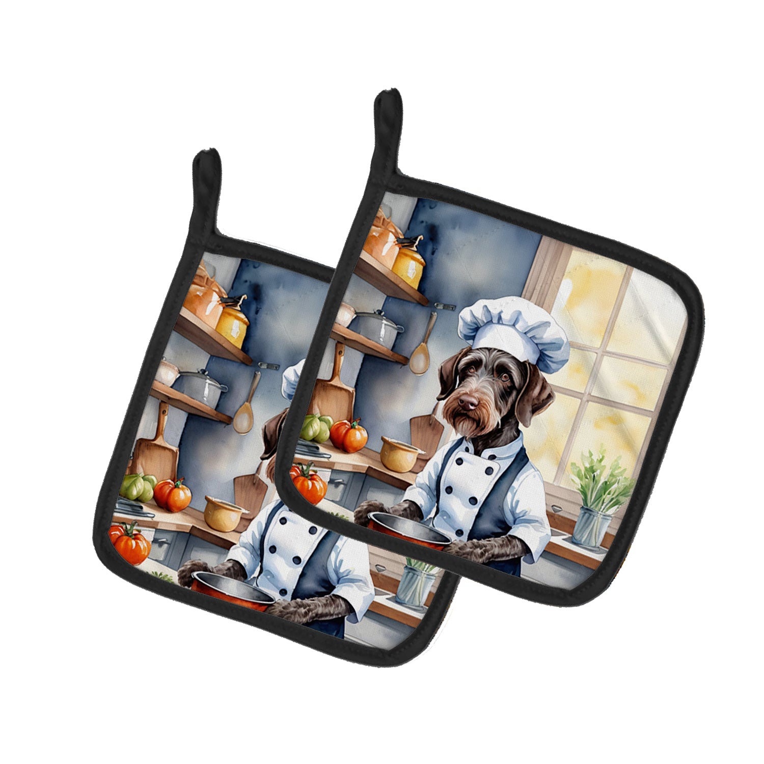 German Wirehaired Pointer The Chef Pair of Pot Holders Online