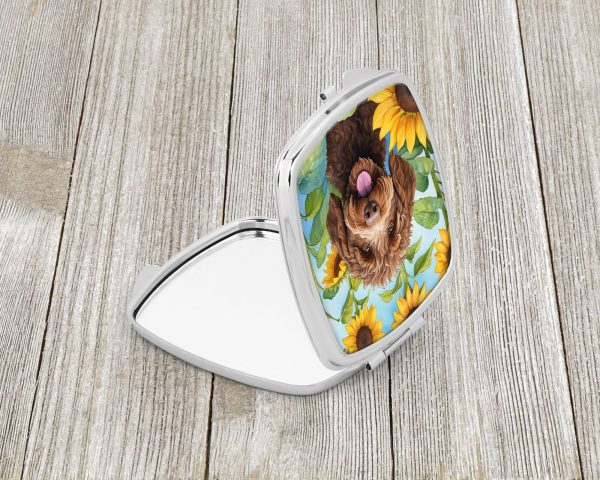 Labradoodle in Sunflowers Compact Mirror Online now - Image 2
