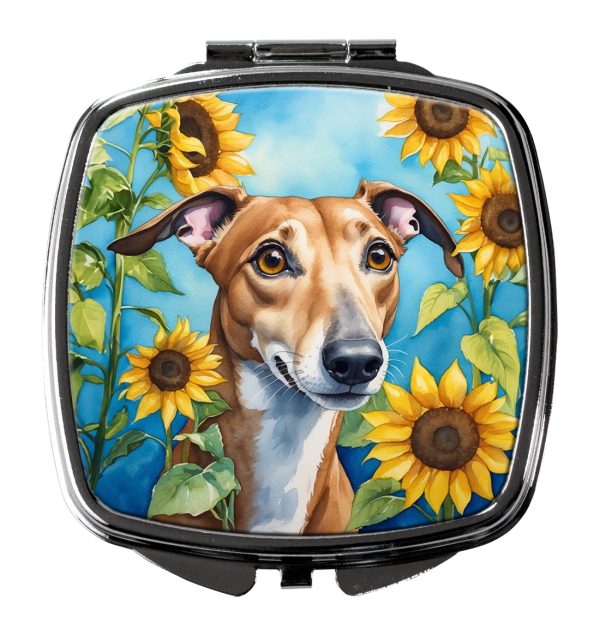 Greyhound in Sunflowers Compact Mirror Supply