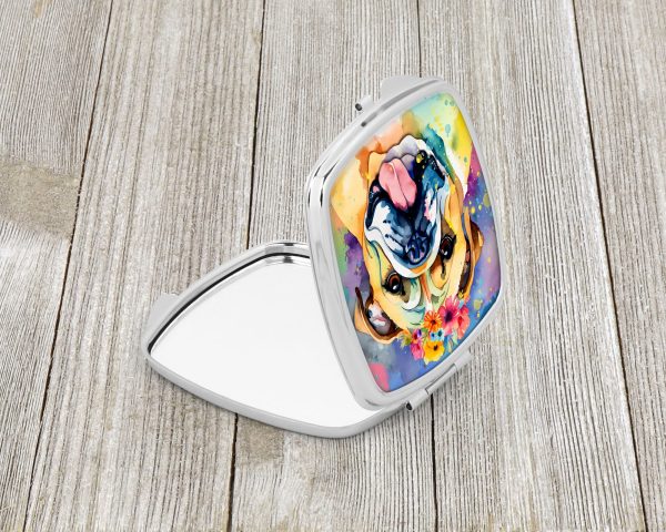 English Bulldog Hippie Dawg Compact Mirror Online now - Image 2
