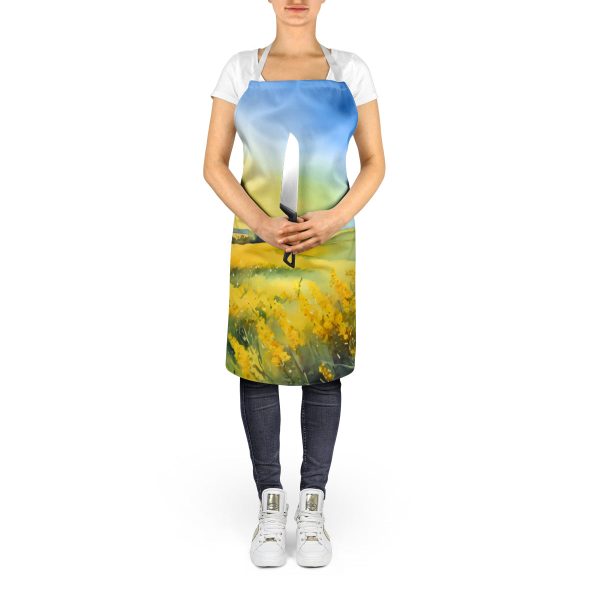 Nebraska Goldenrod in Watercolor Apron For Sale - Image 5