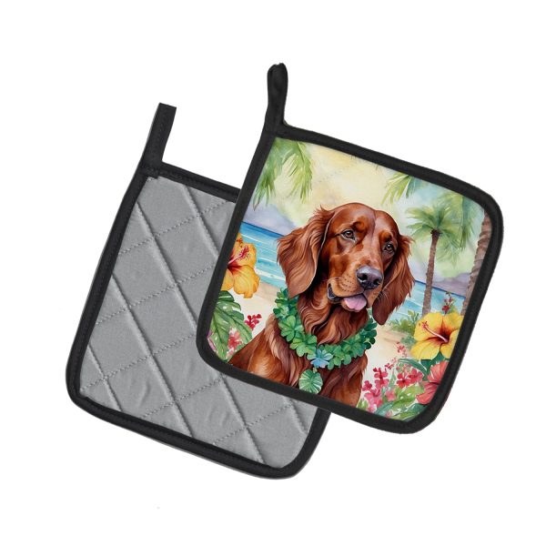 Irish Setter Luau Pair of Pot Holders on Sale - Image 2