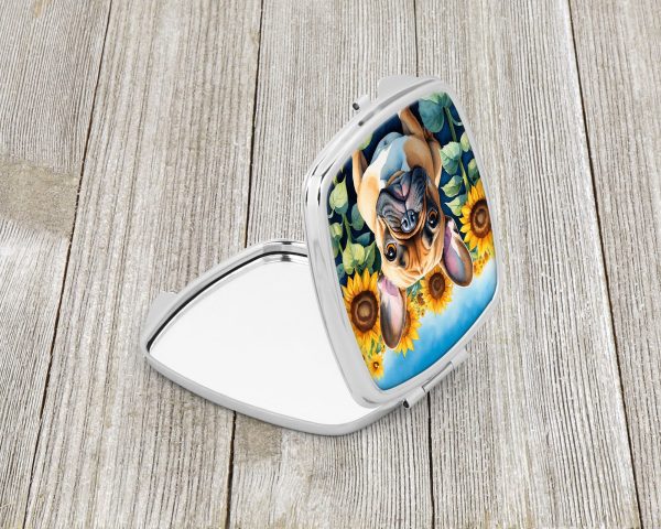 French Bulldog in Sunflowers Compact Mirror For Cheap - Image 2