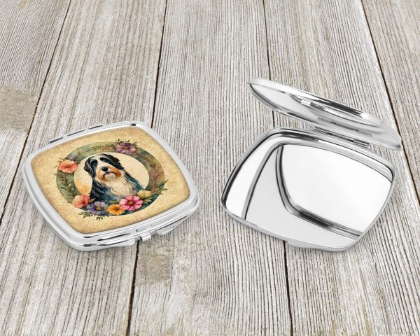 Bearded Collie and Flowers Compact Mirror Fashion - Image 3