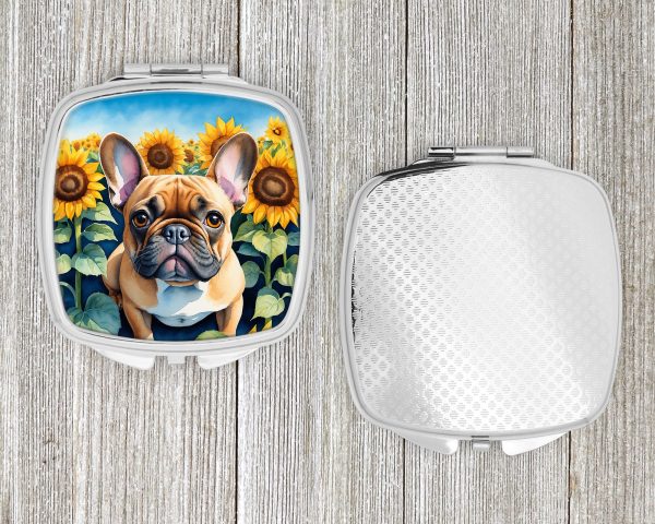 French Bulldog in Sunflowers Compact Mirror For Cheap - Image 4