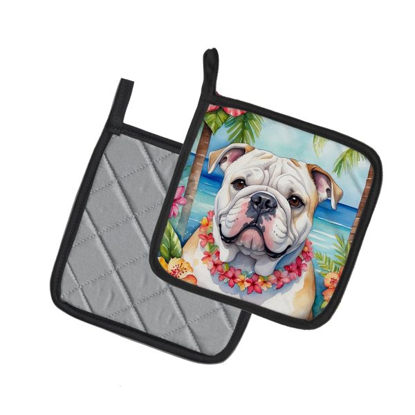 English Bulldog Luau Pair of Pot Holders on Sale - Image 2
