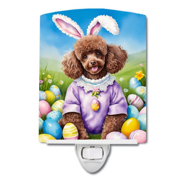 Chocolate Poodle Easter Egg Hunt Ceramic Night Light on Sale