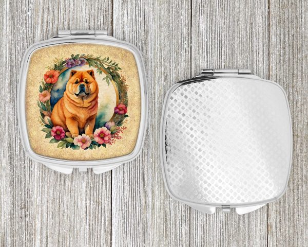 Chow Chow and Flowers Compact Mirror For Sale - Image 4