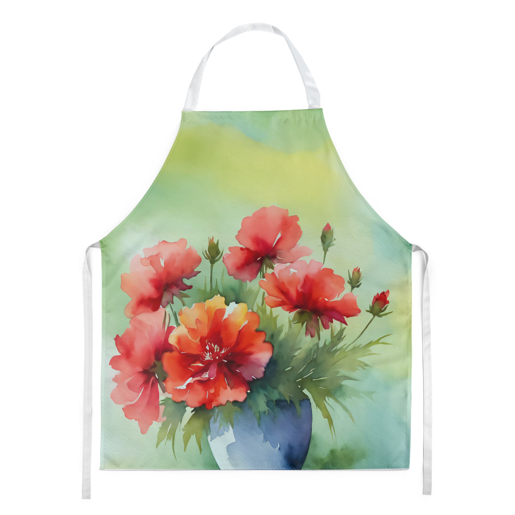 Ohio Scarlet Carnations in Watercolor Apron For Discount