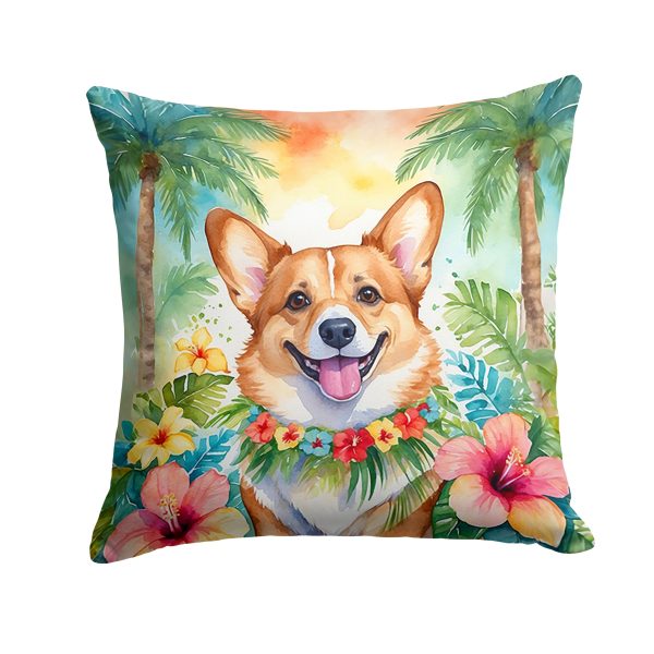 Corgi Luau Throw Pillow Cheap