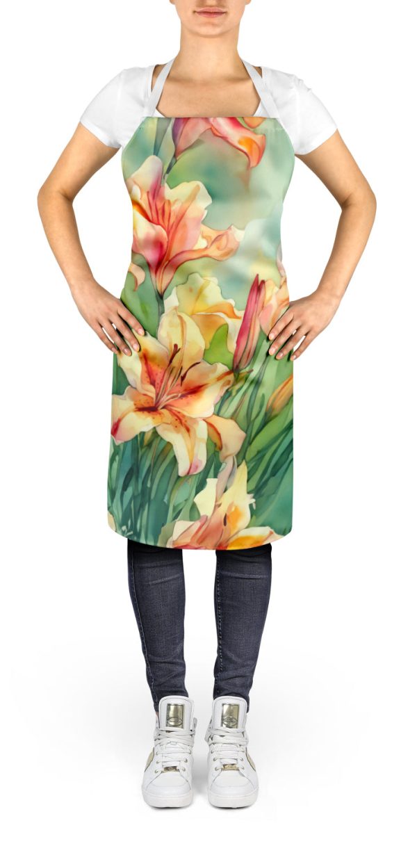 Utah Sego Lilies in Watercolor Apron Online - Image 2