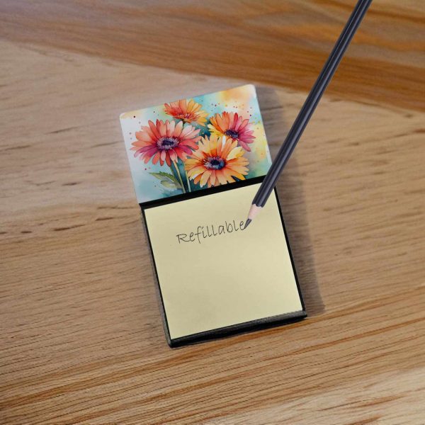 Gerbera Daisies in Watercolor Sticky Note Holder Supply - Image 2