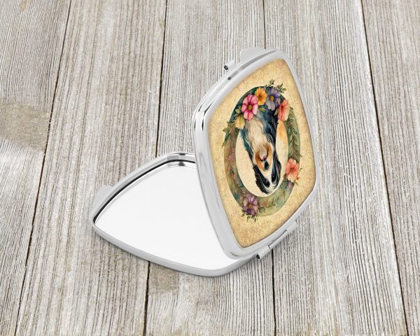 Bearded Collie and Flowers Compact Mirror Fashion - Image 2
