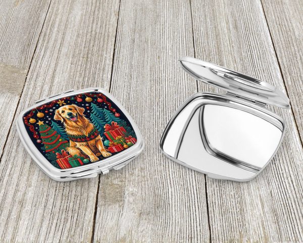 Golden Retriever Christmas Compact Mirror Cheap - Image 3