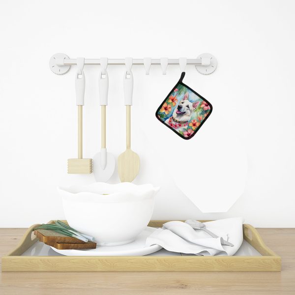 White German Shepherd Luau Pair of Pot Holders Fashion - Image 3