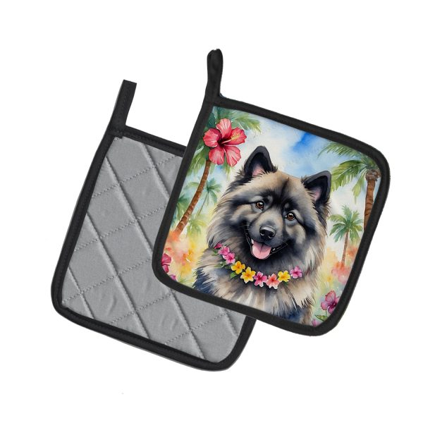 Keeshond Luau Pair of Pot Holders on Sale - Image 2