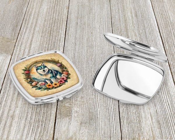 Alaskan Klee Kai and Flowers Compact Mirror Hot on Sale - Image 3