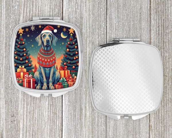 Weimaraner Christmas Compact Mirror Online Sale - Image 4