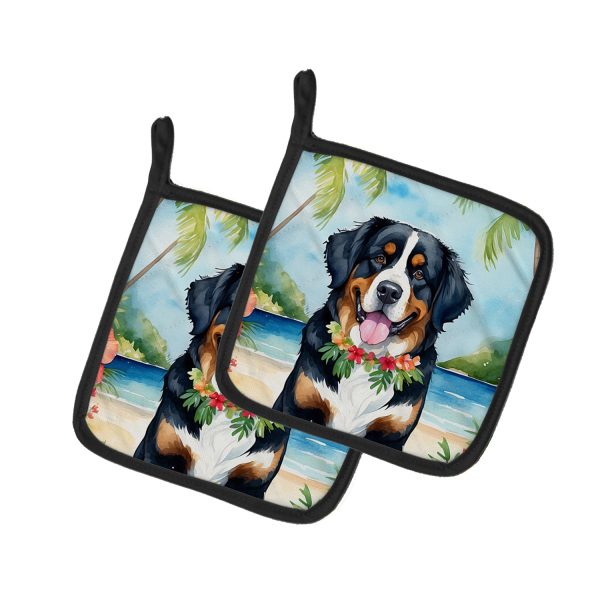 Bernese Mountain Dog Luau Pair of Pot Holders Online