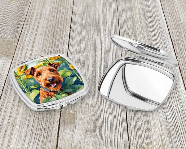 Irish Terrier in Sunflowers Compact Mirror on Sale - Image 3