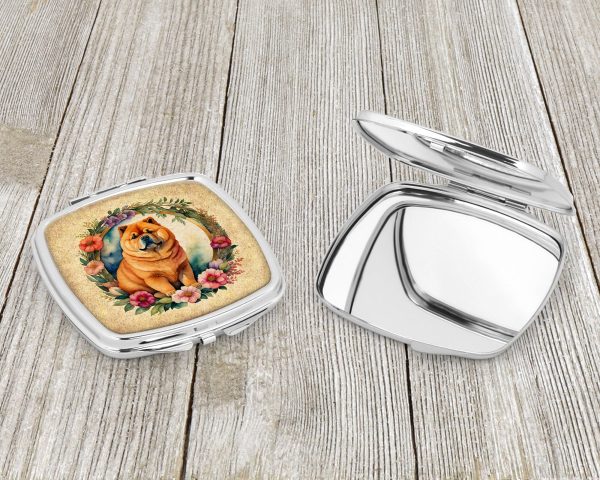 Chow Chow and Flowers Compact Mirror For Sale - Image 3