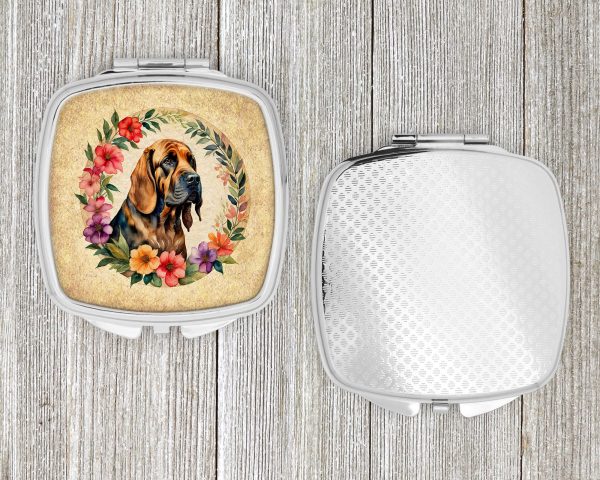 Bloodhound and Flowers Compact Mirror For Sale - Image 4