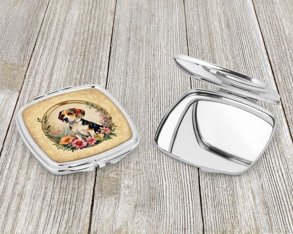 Beagle and Flowers Compact Mirror For Sale - Image 3