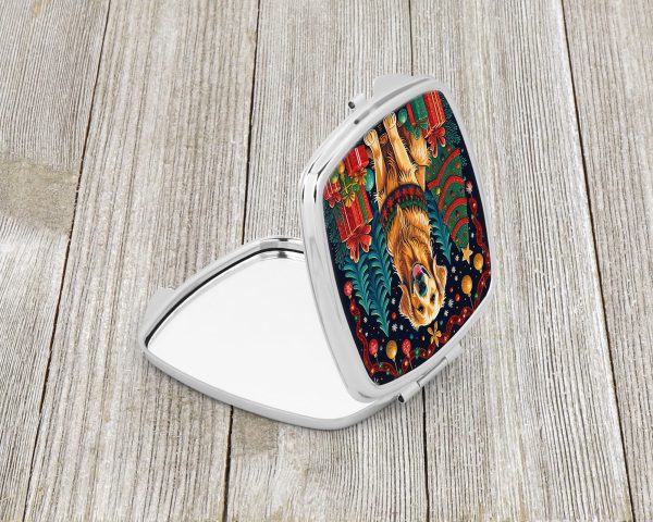 Golden Retriever Christmas Compact Mirror Cheap - Image 2