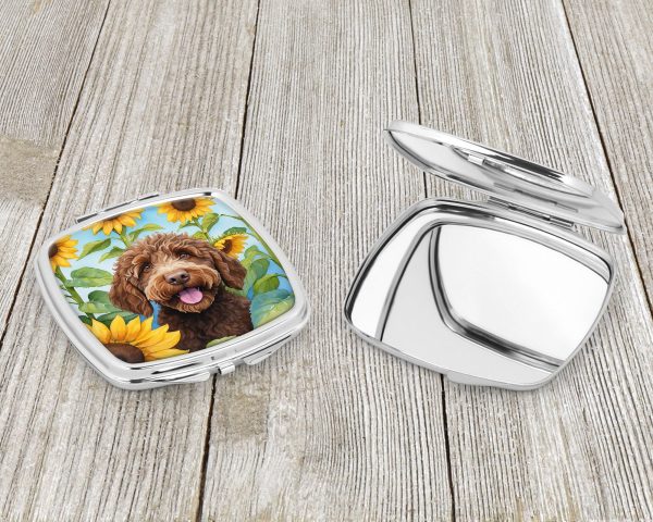 Labradoodle in Sunflowers Compact Mirror Online now - Image 3