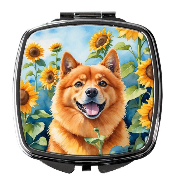 Finnish Spitz in Sunflowers Compact Mirror Fashion